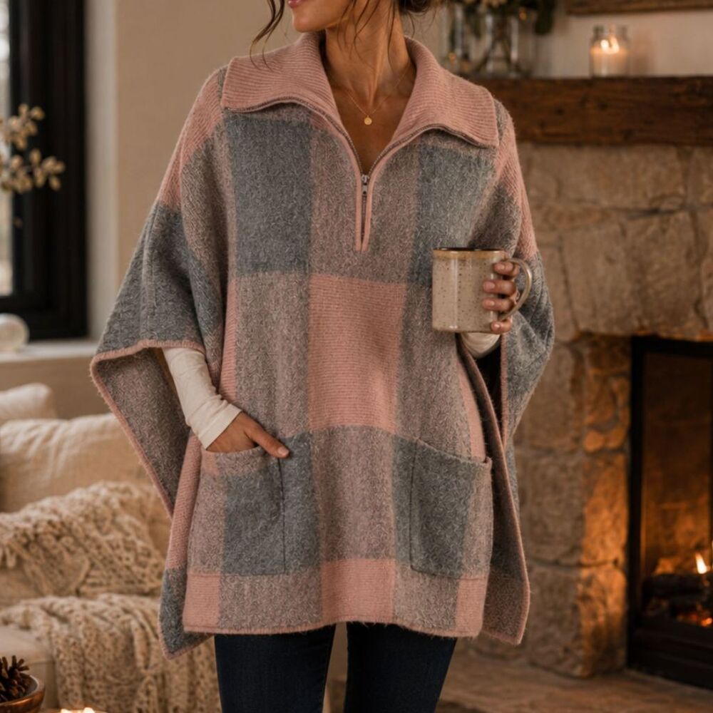 Anthropologie Annina Poncho Sweater by Charli XS/S Z184-41 Pink Oversized Cozy